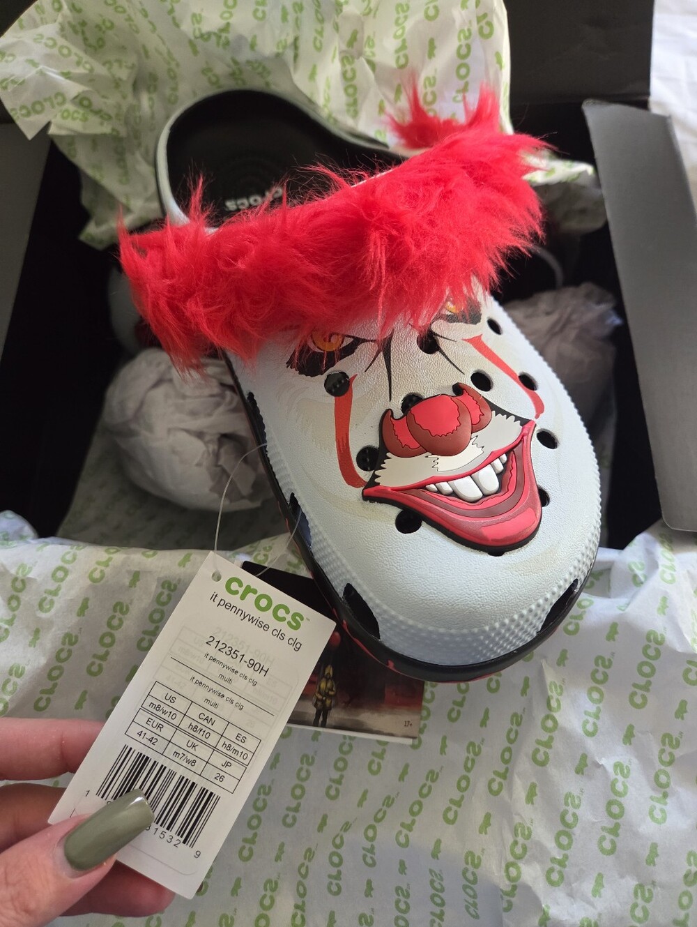 Crocs x IT Chapter 2 Pennywise Classic Clog Shoes Mens 8/ Womens Size 10, New